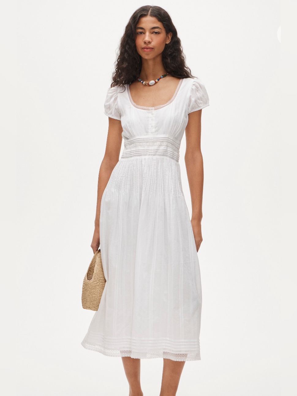 J. Crew Lace-Trim Pintuck Midi Dress In Cotton Dobby